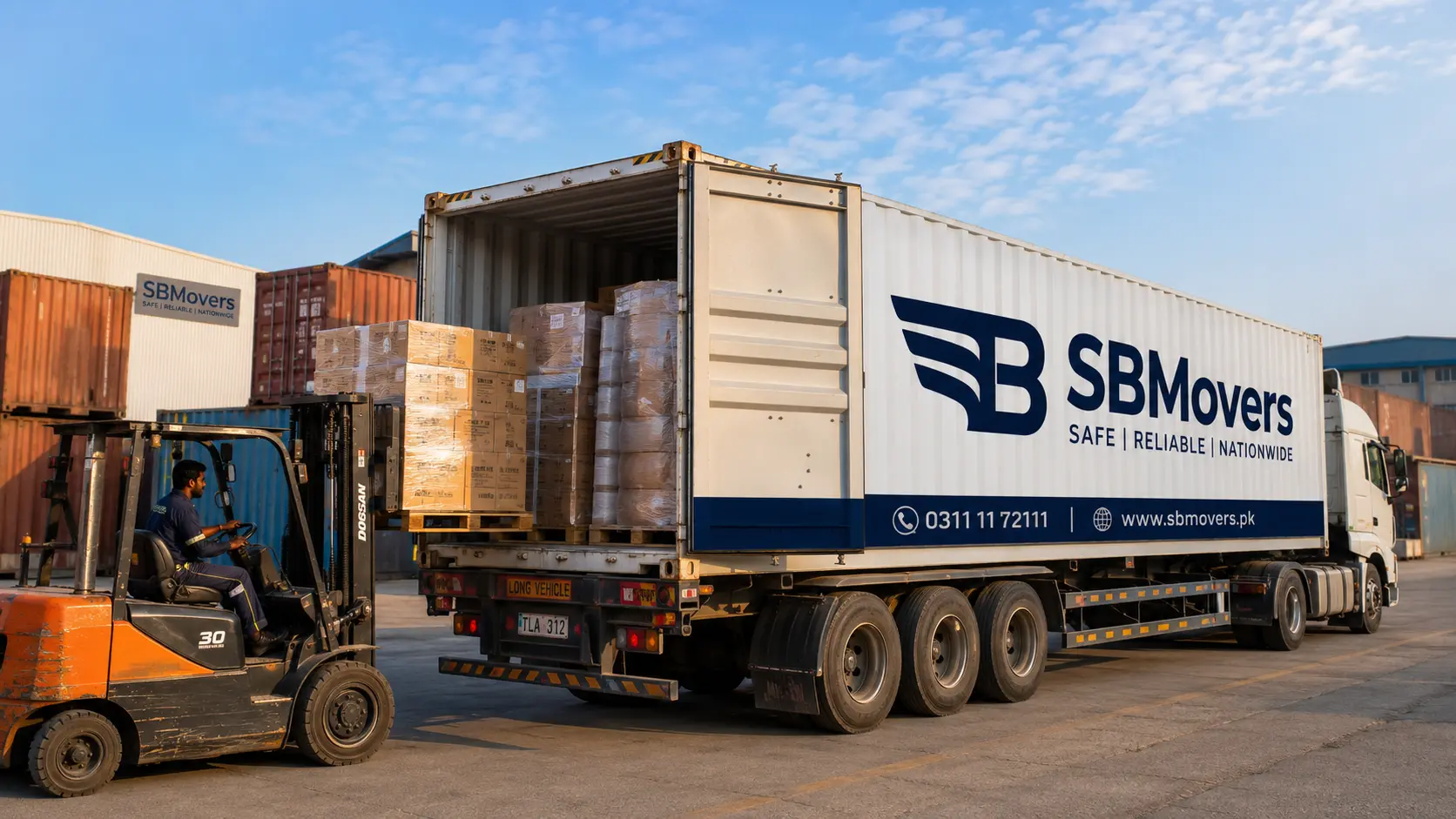 SBMovers cargo trucks loaded with freight for transport across Pakistan